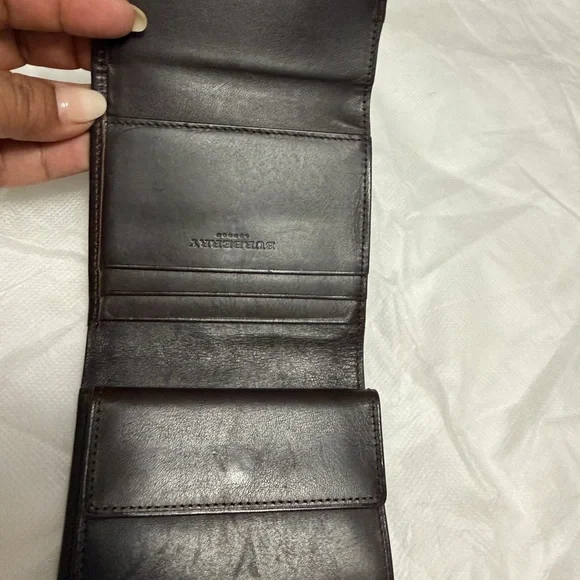 Burberry Tan and Brown Checkered Card Holder wallet like NEW